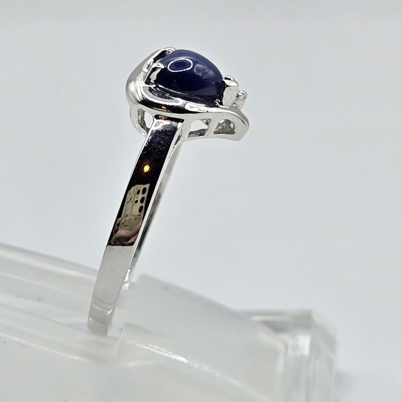 10k Heart Shaped Blue Star Sapphire Diamond Accented RING SIZE 7 Price Firm - Picture 2 of 9